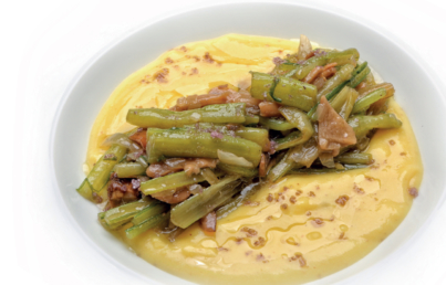 Receta de borrajas, setas y patata
