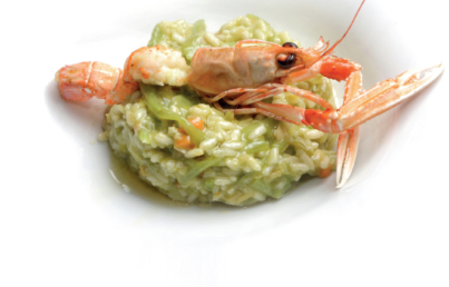 Receta de risotto de cigalas, borrajas y plancton marino